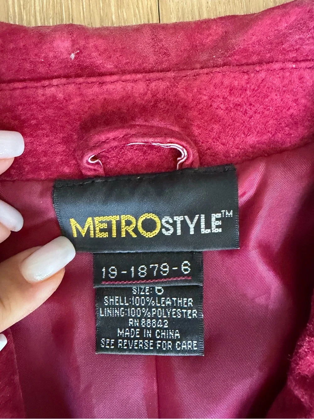 metrostyle Magenta Suede Zip-Front Blazer